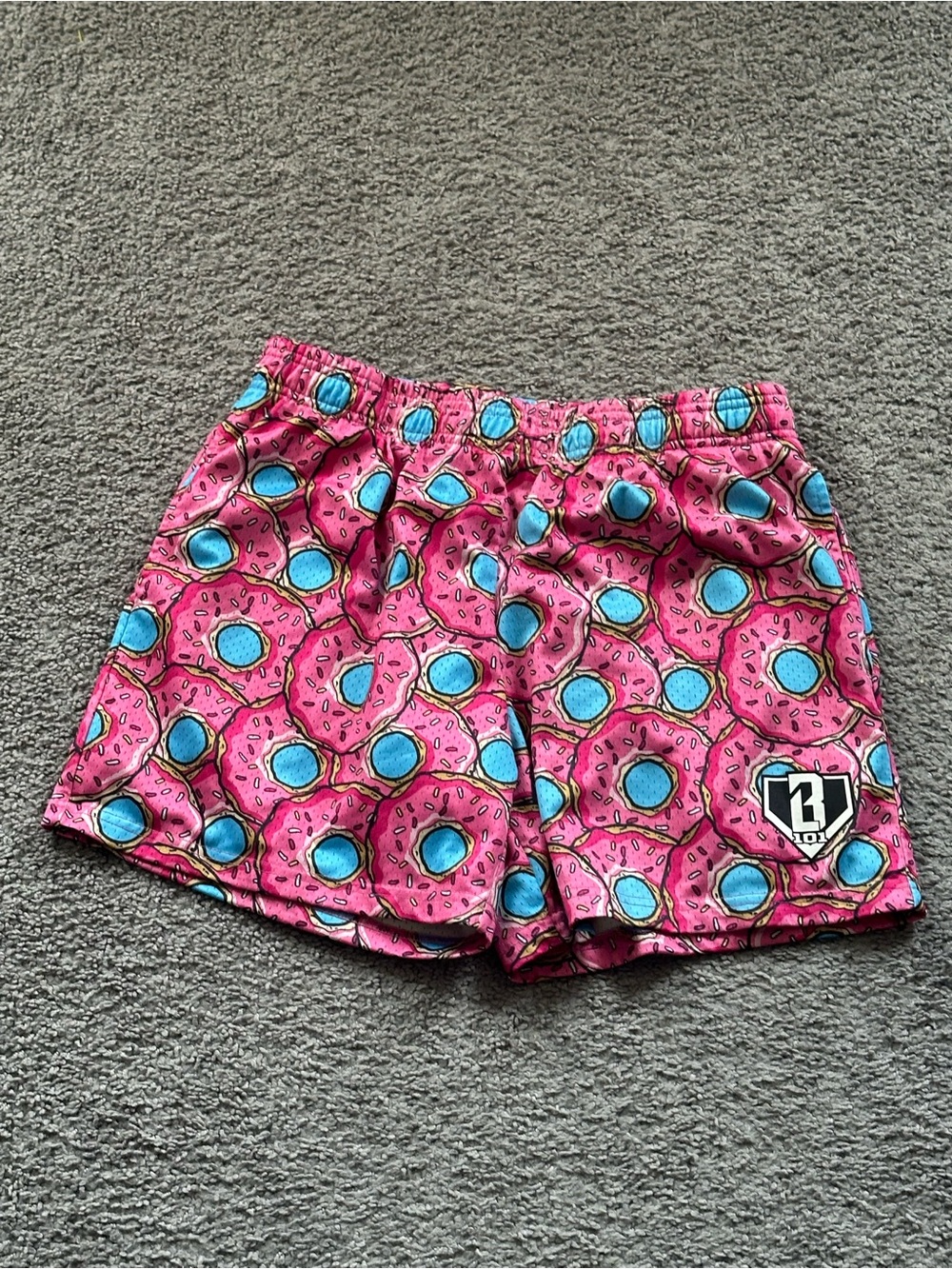 BL101 Baseball Lifestyle 101 Men's donut Graphic Mesh Shorts Drawstring Size M